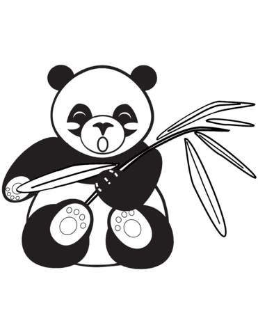 Panda With Bamboo Coloring Page